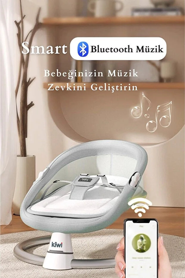 Dolly 2in1 Otomatik Sallanan Bebek Beşiği ve Ana Kucağı - Bluetoothlu - Siyah