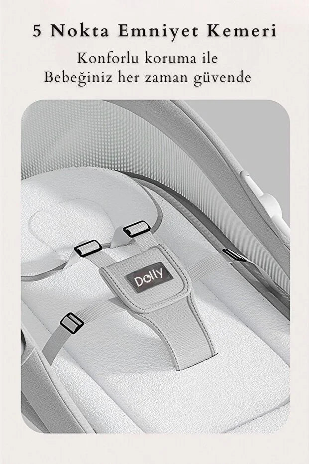 Dolly 2in1 Otomatik Sallanan Bebek Beşiği ve Ana Kucağı - Bluetoothlu - Siyah