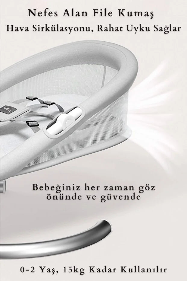 Dolly 2in1 Otomatik Sallanan Bebek Beşiği ve Ana Kucağı - Bluetoothlu - Siyah