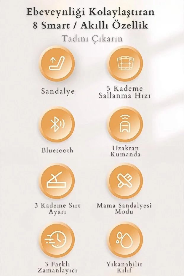 Dolly 2in1 Otomatik Sallanan Bebek Beşiği ve Ana Kucağı - Bluetoothlu - Siyah