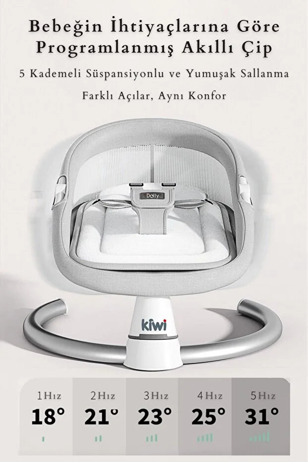 Dolly 2in1 Otomatik Sallanan Bebek Beşiği ve Ana Kucağı - Bluetoothlu - Siyah