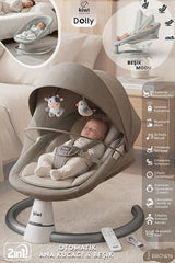 Dolly 2in1 Otomatik Sallanan Bebek Beşiği ve Ana Kucağı - Bluetoothlu - Kahverengi
