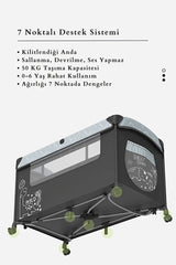 WildNest 3in1 Anne Yanı Park Yatak - Katlanır Akıllı Beşik (70x122 cm) - Antrasit