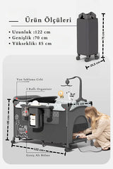 WildNest 3in1 Anne Yanı Park Yatak - Katlanır Akıllı Beşik (70x122 cm) - Antrasit