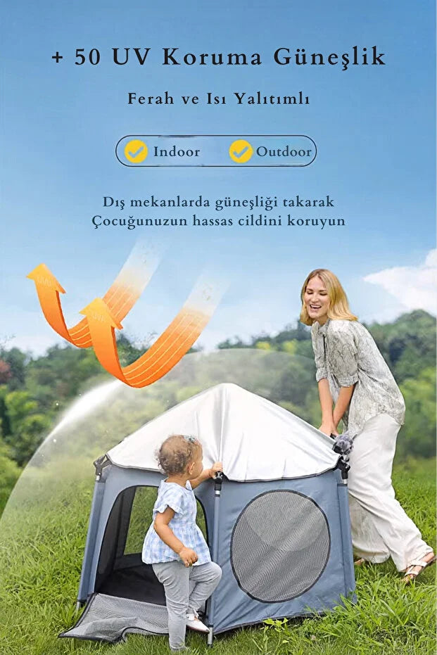 Safari Çocuk & Bebek Oyun Çadırı - +50 UV Korumalı ve Pratik Kurulum - Haki