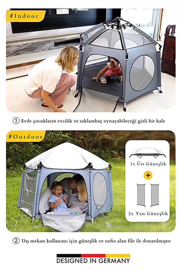 Safari Çocuk & Bebek Oyun Çadırı - +50 UV Korumalı ve Pratik Kurulum - Haki