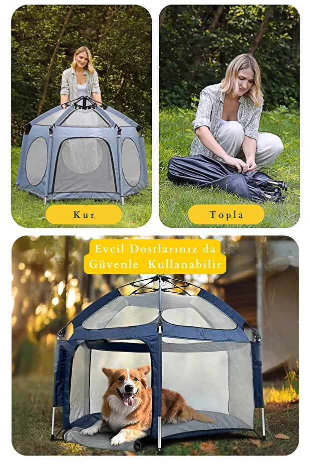 Safari Çocuk & Bebek Oyun Çadırı - +50 UV Korumalı ve Pratik Kurulum - Haki