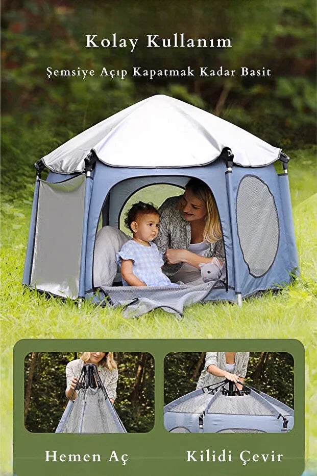Safari Çocuk & Bebek Oyun Çadırı - +50 UV Korumalı ve Pratik Kurulum - Haki