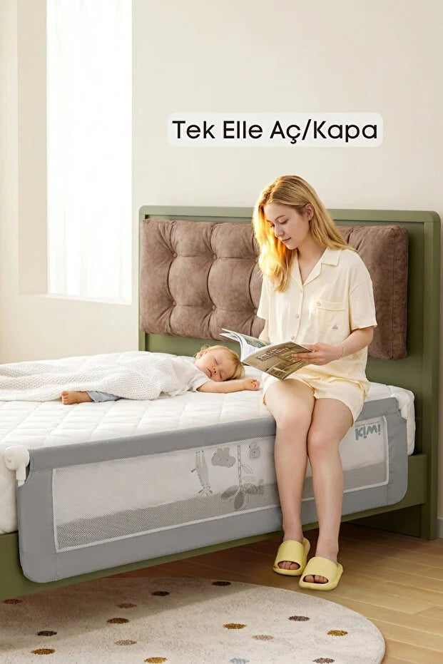 Bebek Güvenlik Yatak Bariyeri – Katlanır Çocuk Uyku Yatak Korkuluğu, Düşme Önleyici (180×65 cm)