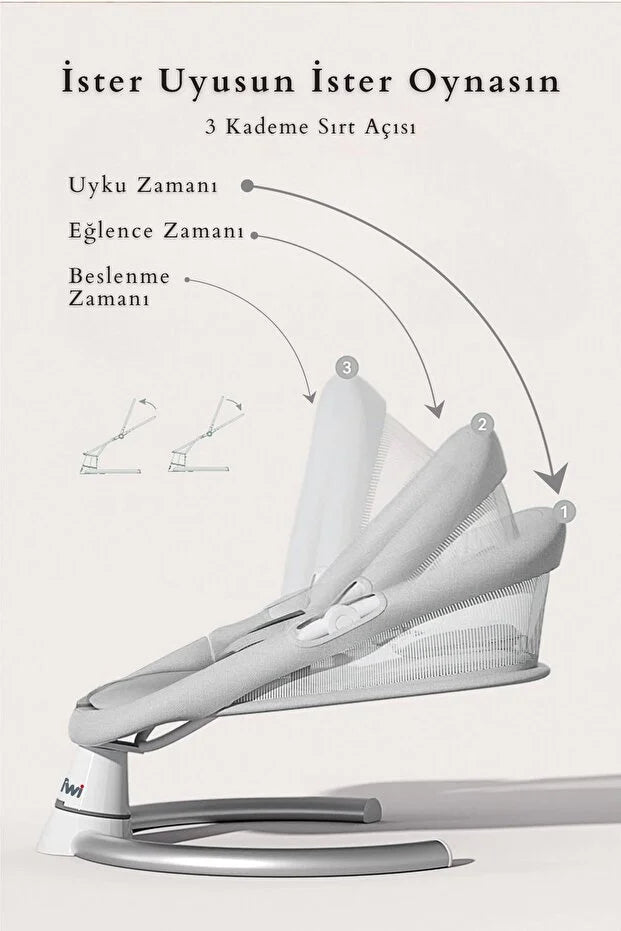 Dolly 2in1 Otomatik Sallanan Bebek Beşiği ve Ana Kucağı - Bluetoothlu - Siyah