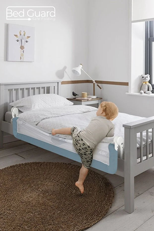 Çocuk Yatak Koruyucu Bariyeri ve Yatak Korkuluğu – Ekstra Dolgulu Kumaş Bed Guard (Gri)