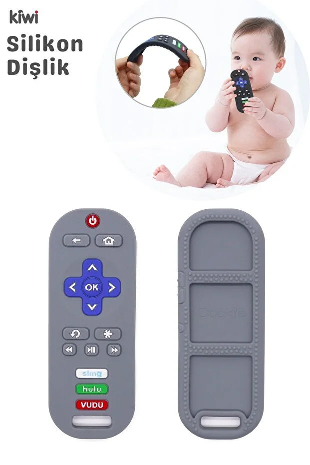 Remote Tutması Kolay Rahatlatıcı Diş Kaşıyıcı – Alman Tasarım Bebek Kumanda Diş Kaşıyıcı (Gri)