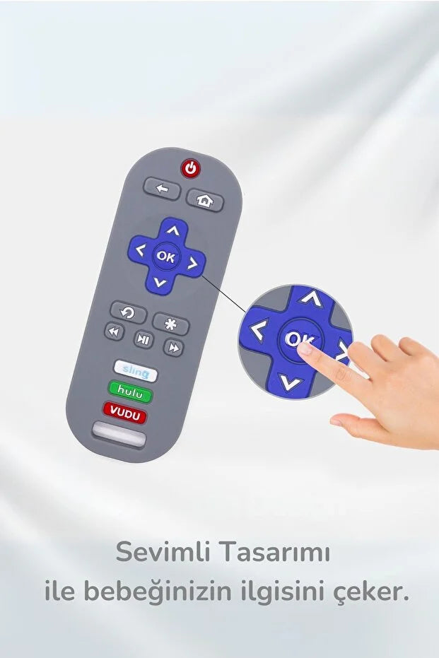Remote Tutması Kolay Rahatlatıcı Diş Kaşıyıcı – Alman Tasarım Bebek Kumanda Diş Kaşıyıcı (Gri)