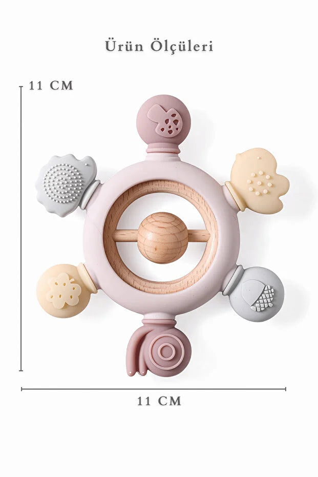 Yummy Çıngıraklı Bebek Diş Kaşıyıcı – %100 Güvenli Silikon, Organik & Ağrısız Diş Çıkarma (0–12 Ay)