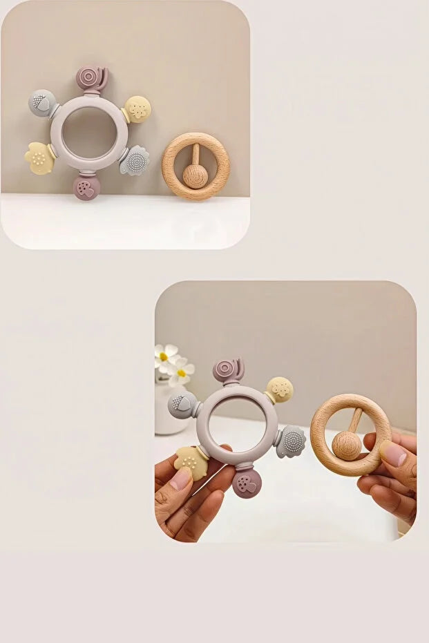 Yummy Çıngıraklı Bebek Diş Kaşıyıcı – %100 Güvenli Silikon, Organik & Ağrısız Diş Çıkarma (0–12 Ay)