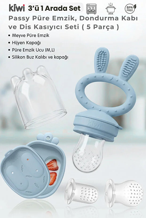 Passy Diş Kaşıyıcı Silikon Emzik - Bebek Diş Kaşıyıcı - Meyve Püre Emzik