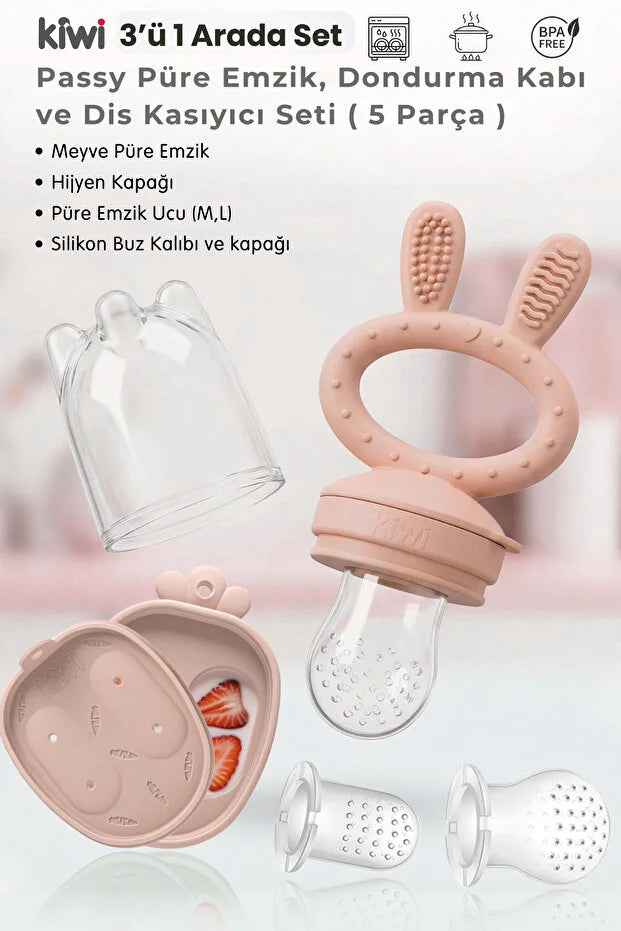 Passy Diş Kaşıyıcı Silikon Emzik - Bebek Diş Kaşıyıcı - Meyve Püre Emzik