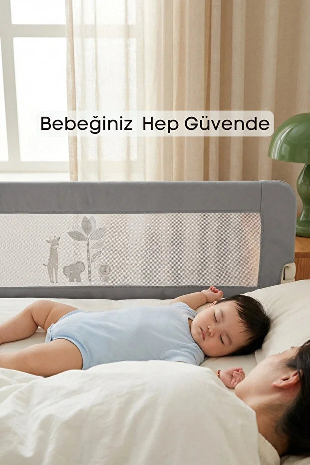 Bebek Güvenlik Yatak Bariyeri – Katlanır Çocuk Uyku Yatak Korkuluğu, Düşme Önleyici (180×65 cm)