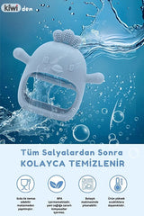 Chicken Sincap Bebek Diş Kaşıyıcı Eldiven - Yumuşak Silikon & Emzik Uçlu - Blue