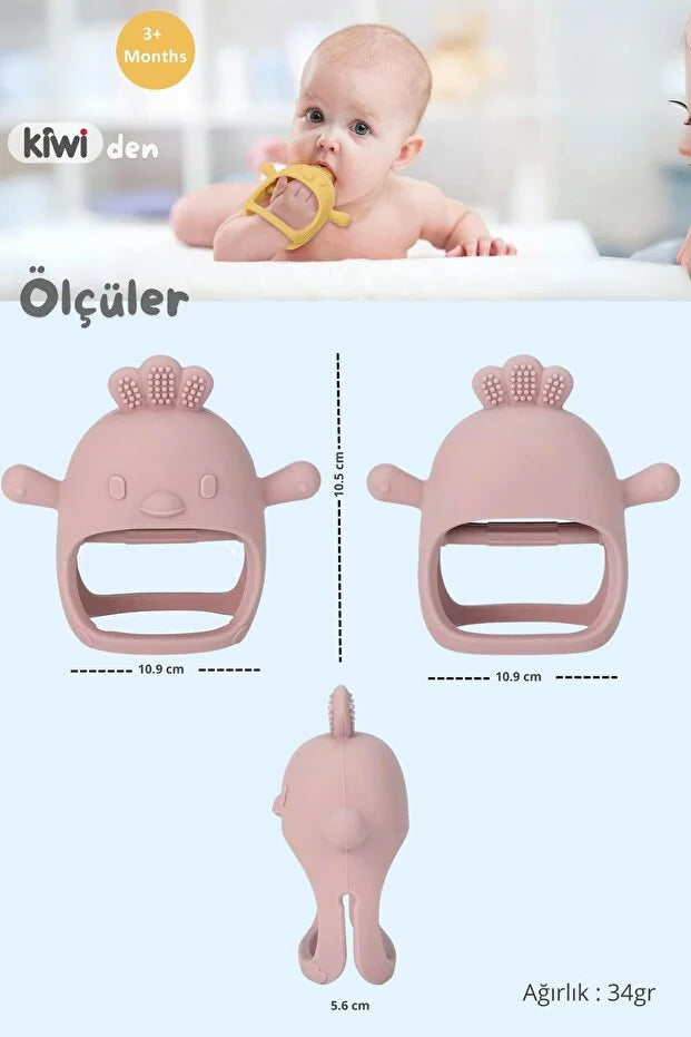 Chicken Sincap Bebek Diş Kaşıyıcı Eldiven - Yumuşak Silikon & Emzik Uçlu - Olive
