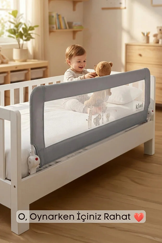 Bebek Güvenlik Yatak Bariyeri – Katlanır Çocuk Uyku Yatak Korkuluğu, Düşme Önleyici (180×65 cm)