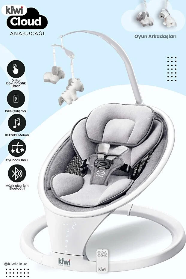 Cloud Otomatik Sallanan Anakucağı Bluetooth, Kumanda, Dokunmatik Ekran, Ultra Konforlu Kumaş