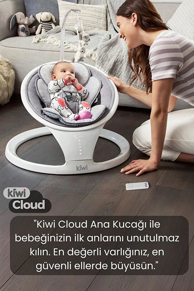 Cloud Otomatik Sallanan Anakucağı Bluetooth, Kumanda, Dokunmatik Ekran, Ultra Konforlu Kumaş