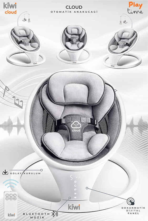 Cloud Otomatik Sallanan Anakucağı Bluetooth, Kumanda, Dokunmatik Ekran, Ultra Konforlu Kumaş