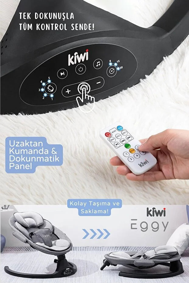 EggyOne Elektrikli Otomatik Sallanan Bebek Ana Kucağı - Bluetooth & Kumandalı