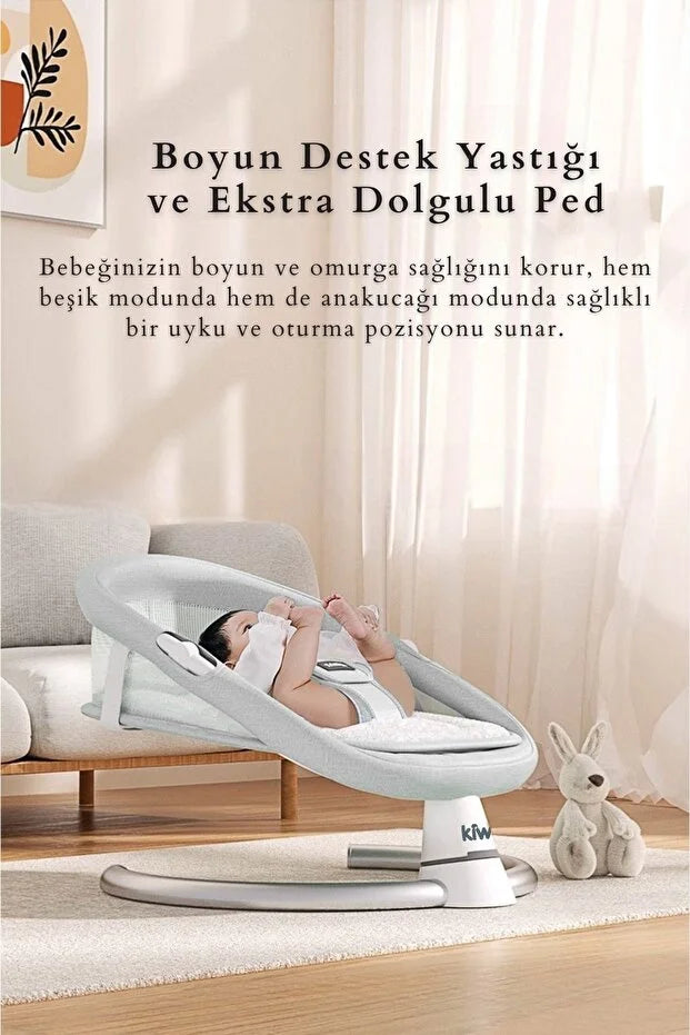 Dolly 2in1 Otomatik Sallanan Bebek Beşiği ve Ana Kucağı - Bluetoothlu - Siyah