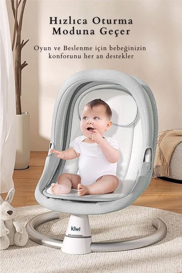 Dolly 2in1 Otomatik Sallanan Bebek Beşiği ve Ana Kucağı - Bluetoothlu - Siyah