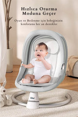 Dolly 2in1 Otomatik Sallanan Bebek Beşiği ve Ana Kucağı - Bluetoothlu - Gri