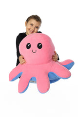 Mood Değiştiren Dev Ahtapot Peluş Uyku Arkadaşı  - Pembe & Mavi Çift Renkli