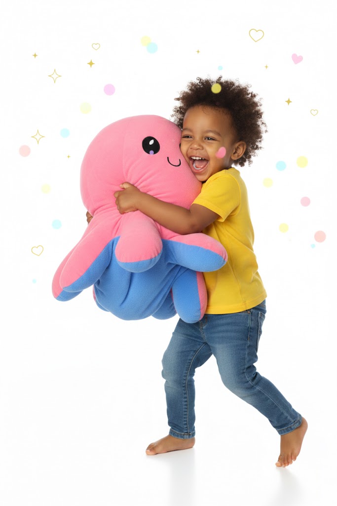 Mood Değiştiren Dev Ahtapot Peluş Uyku Arkadaşı  - Pembe & Mavi Çift Renkli