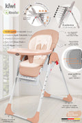 Koala Portatif Katlanır Mama Sandalyesi - 6 Kademeli Yükseklik Ayarlı, Tekerlekli ve Çift Tepsili - Solmun
