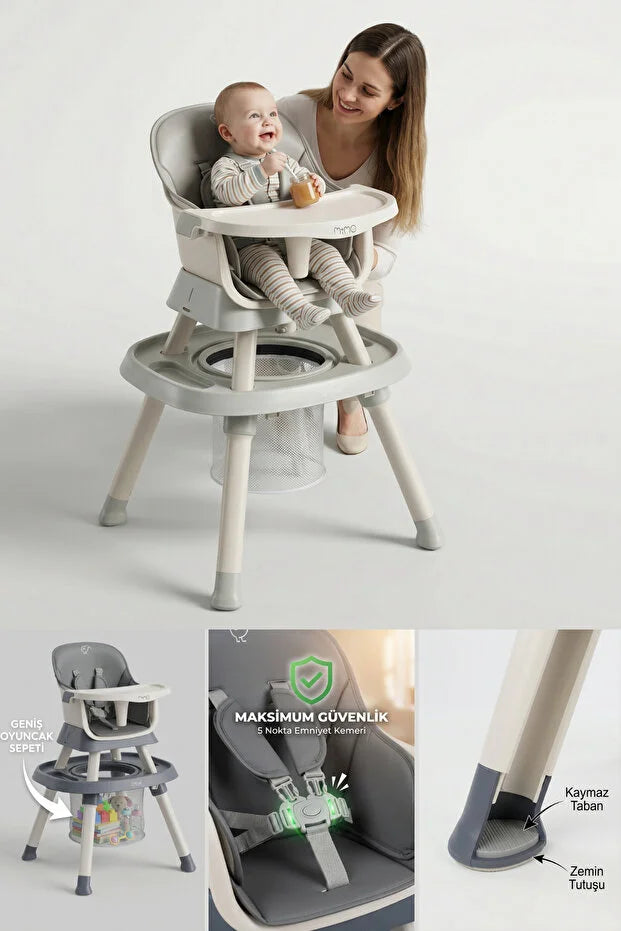 Mimo 12 özellik 1 Arada Çok Fonksiyonlu Mama Sandalyesi - Lego Uyumlu Aktivite & Oyun Masası - Yeşil