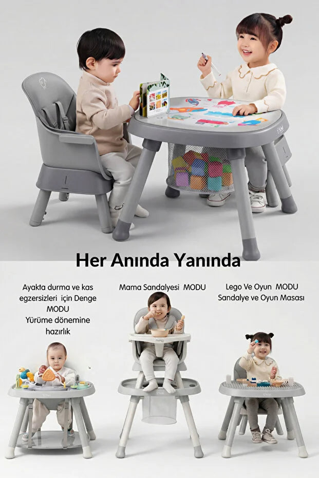 Mimo 12 özellik 1 Arada Çok Fonksiyonlu Mama Sandalyesi - Lego Uyumlu Aktivite & Oyun Masası - Yeşil