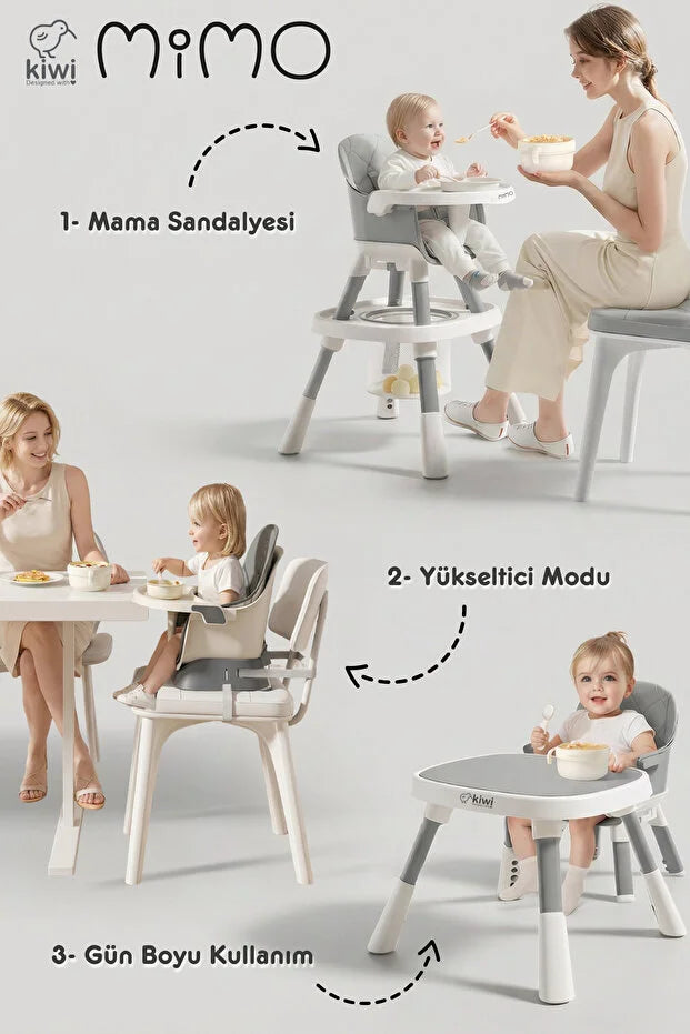 Mimo 12 özellik 1 Arada Çok Fonksiyonlu Mama Sandalyesi - Lego Uyumlu Aktivite & Oyun Masası - Yeşil