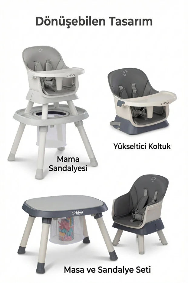 Mimo 12 özellik 1 Arada Çok Fonksiyonlu Mama Sandalyesi - Lego Uyumlu Aktivite & Oyun Masası - Yeşil