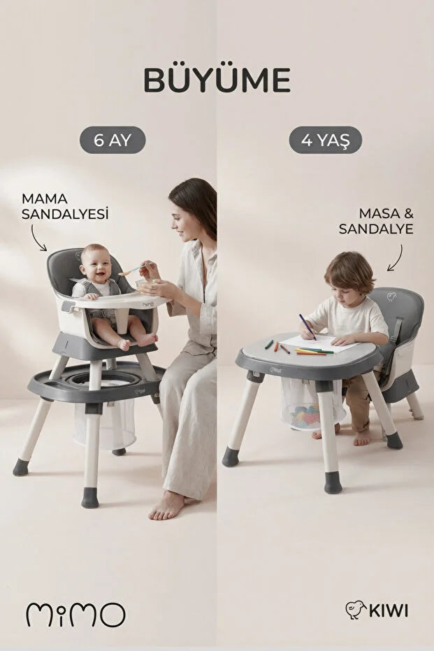 Mimo 12 özellik 1 Arada Çok Fonksiyonlu Mama Sandalyesi - Lego Uyumlu Aktivite & Oyun Masası - Yeşil