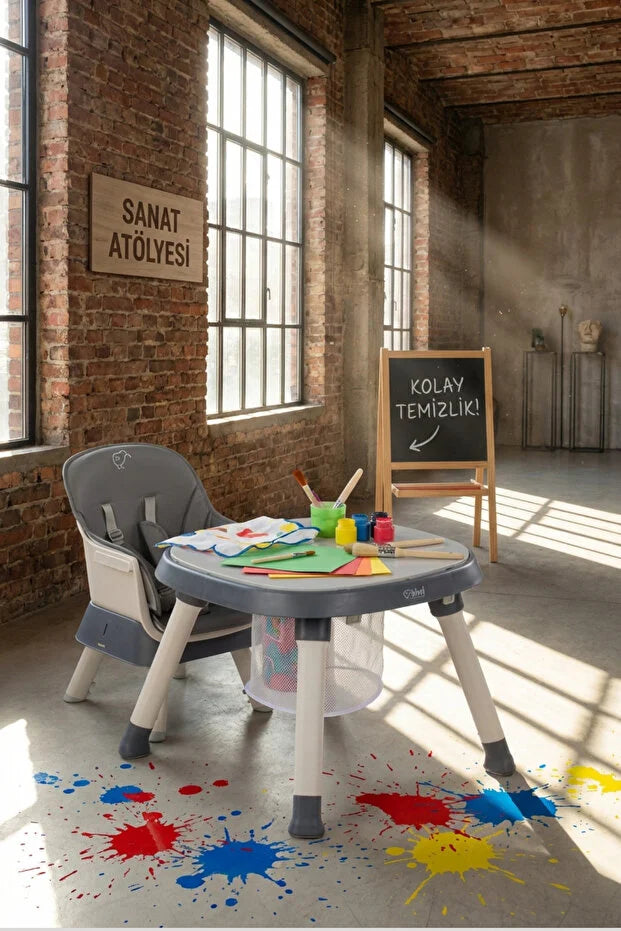 Mimo 12 özellik 1 Arada Çok Fonksiyonlu Mama Sandalyesi - Lego Uyumlu Aktivite & Oyun Masası - Yeşil