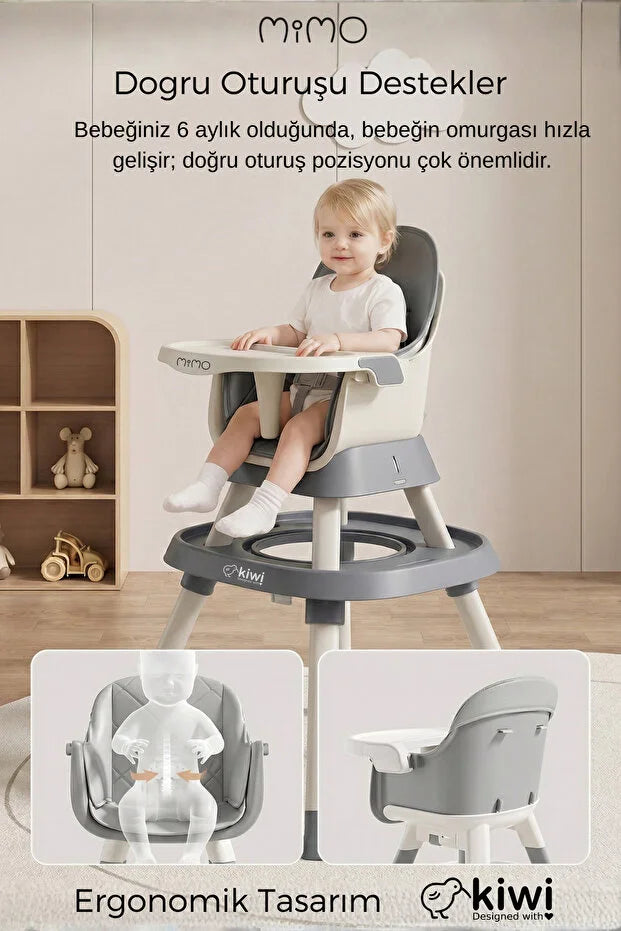 Mimo 12 özellik 1 Arada Çok Fonksiyonlu Mama Sandalyesi - Lego Uyumlu Aktivite & Oyun Masası - Yeşil