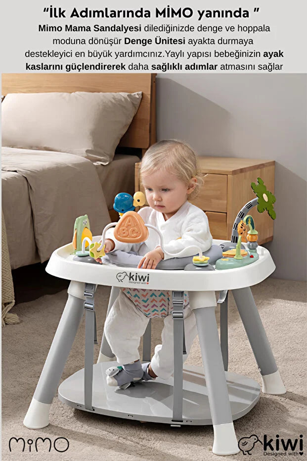 Mimo 12 özellik 1 Arada Çok Fonksiyonlu Mama Sandalyesi - Lego Uyumlu Aktivite & Oyun Masası - Antrasit