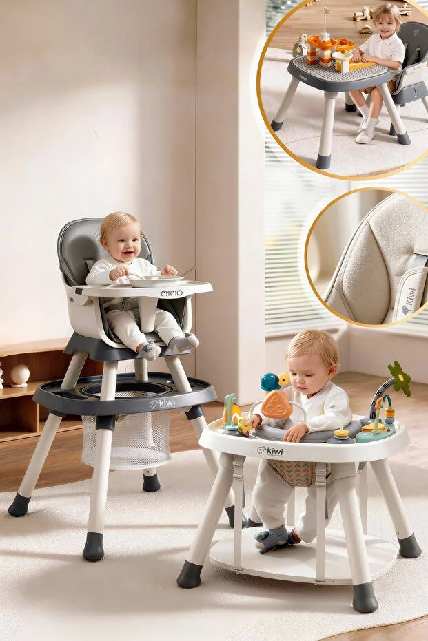 Mimo 12 özellik 1 Arada Çok Fonksiyonlu Mama Sandalyesi - Lego Uyumlu Aktivite & Oyun Masası - Antrasit