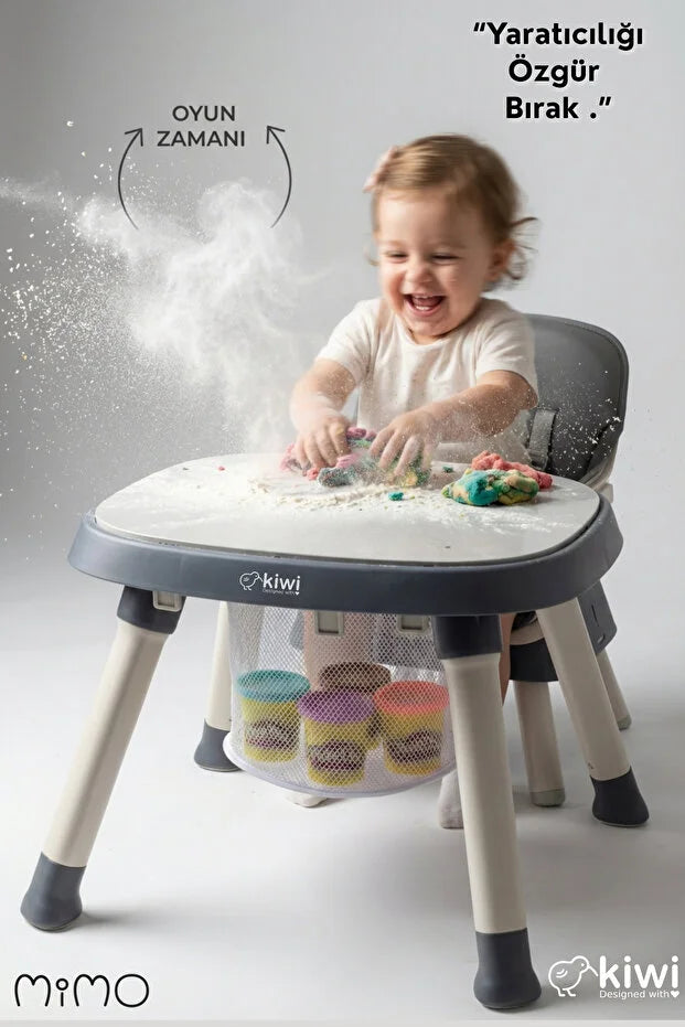 Mimo 12 özellik 1 Arada Çok Fonksiyonlu Mama Sandalyesi - Lego Uyumlu Aktivite & Oyun Masası - Yeşil