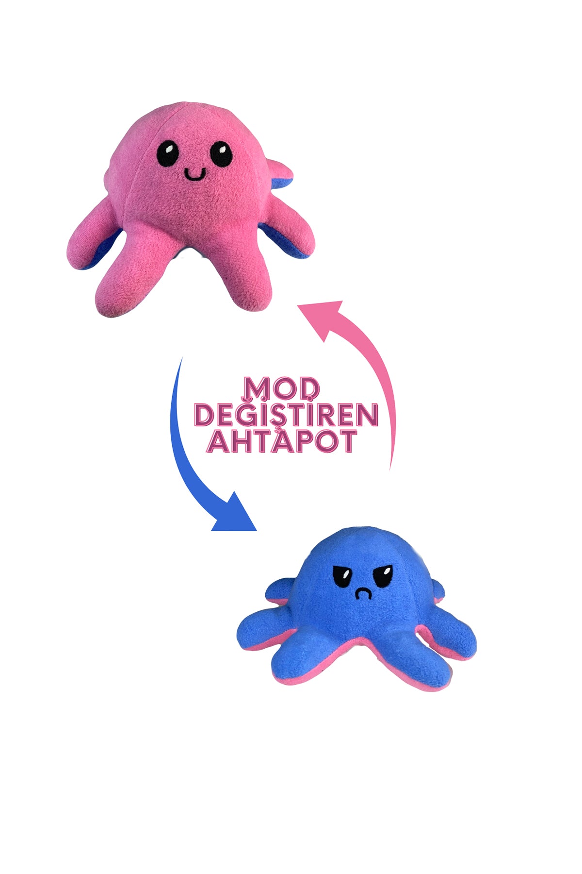 Mod Değiştiren Çift Yüzlü Ahtapot Peluş - Duygu İfade Oyuncağı
