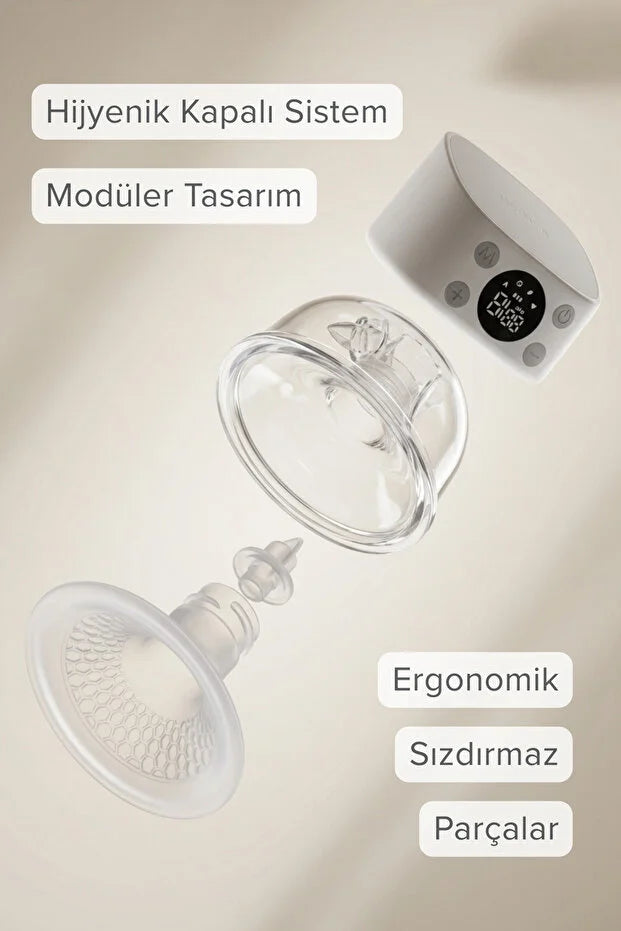 Momy S12 Ultra Kablosuz Giyilebilir Göğüs Pompası - 180 ml Hazne, 4 Mod 12 Kademe Sessiz Süt Sağım Makinesi
