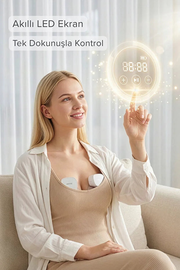 Momy S12 Ultra Kablosuz Giyilebilir Göğüs Pompası - 180 ml Hazne, 4 Mod 12 Kademe Sessiz Süt Sağım Makinesi