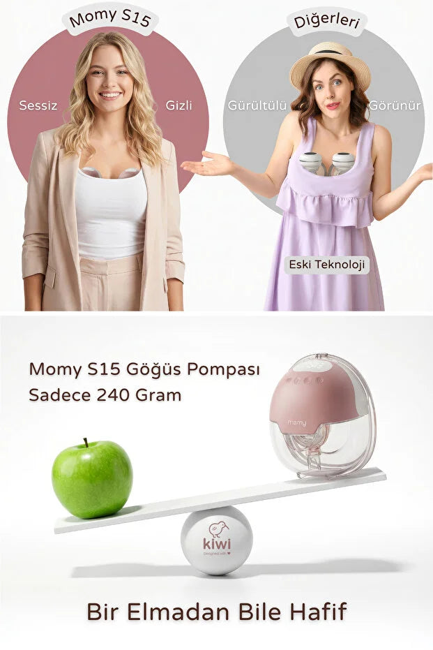 Momy S15 Pro Giyilebilir Göğüs Pompası - Ultra Sessiz, 4 Mod 12 Seviye Elektrikli Anne Süt Sağım Makinesi