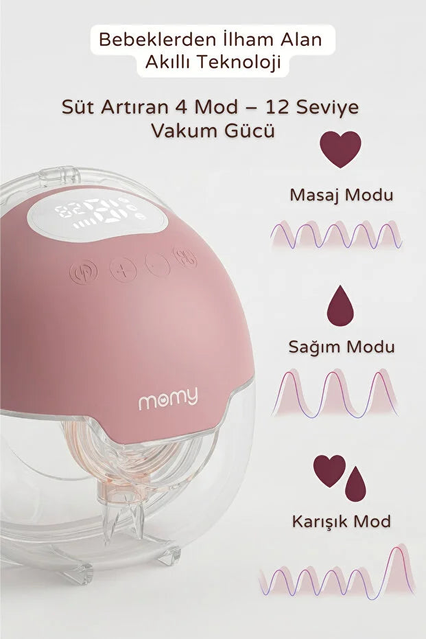Momy S15 Pro Giyilebilir Göğüs Pompası - Ultra Sessiz, 4 Mod 12 Seviye Elektrikli Anne Süt Sağım Makinesi